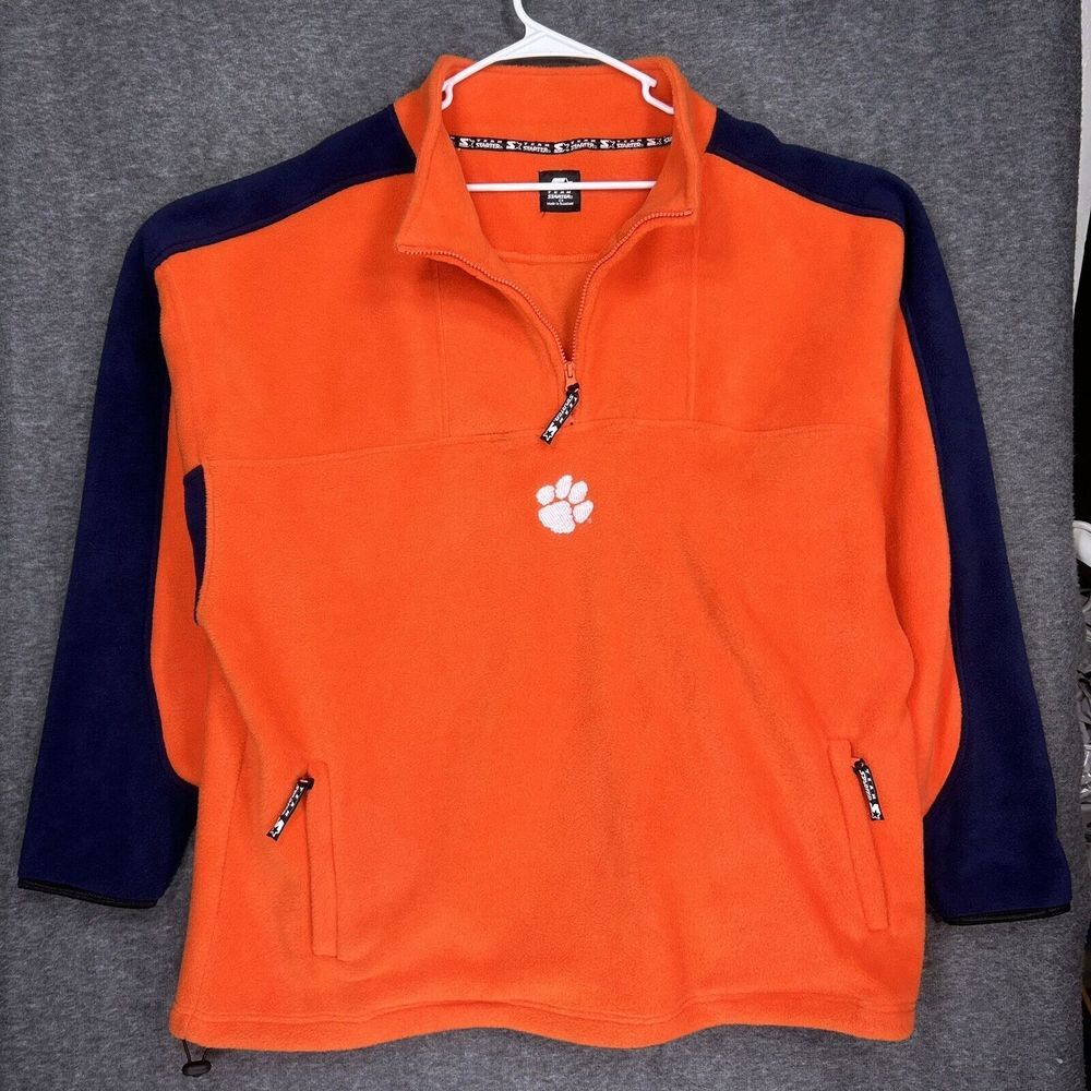 Team Starter Clemson University Tigers 1/4 Zip Pullover‎ Mens 2X Big Orange blue